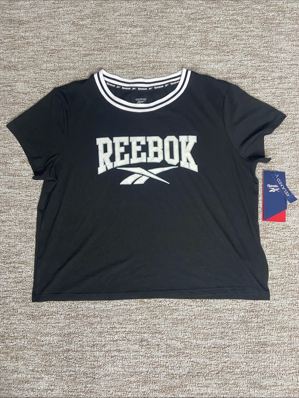 Reebok Black Short Sleeve Logo Tee with White Trim brand new with tags still on